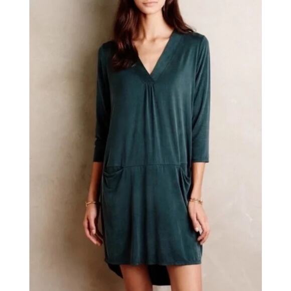 Dolan Left Coast V-Neck 3/4 Sleeve Green Tegan Tunic Dress XS - Picture 1 of 9